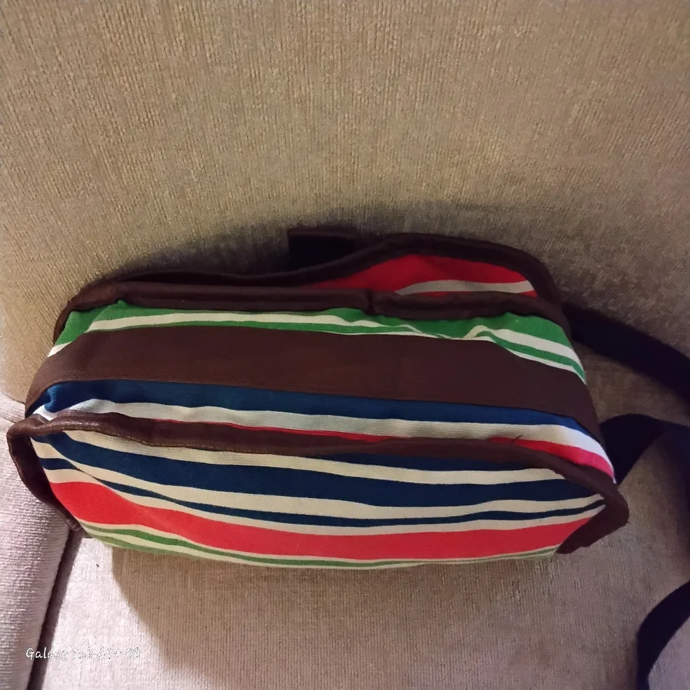 Sloane Ranger Striped Canvas Front Flap Shoulder/Messenger Bag - Picture 5 of 10